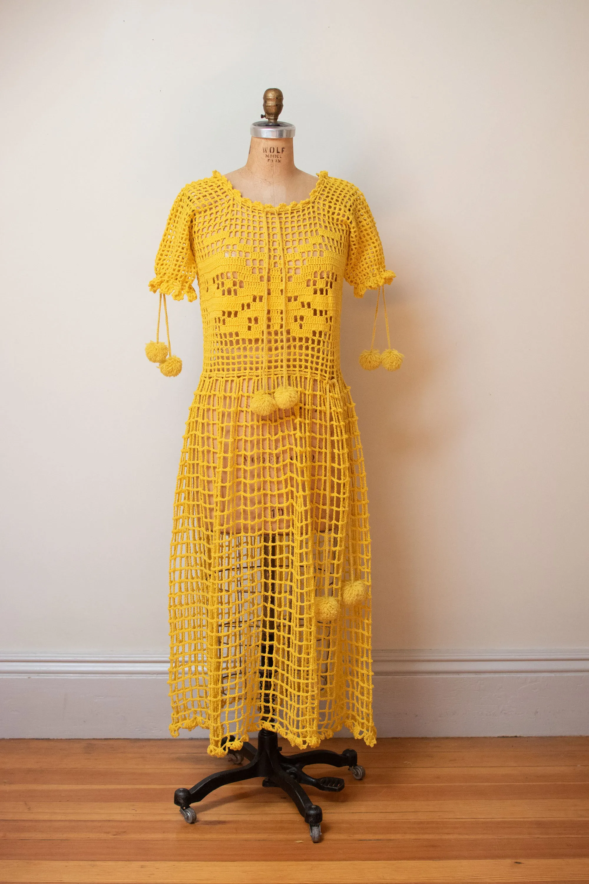 1920s Saffron Crochet Dress