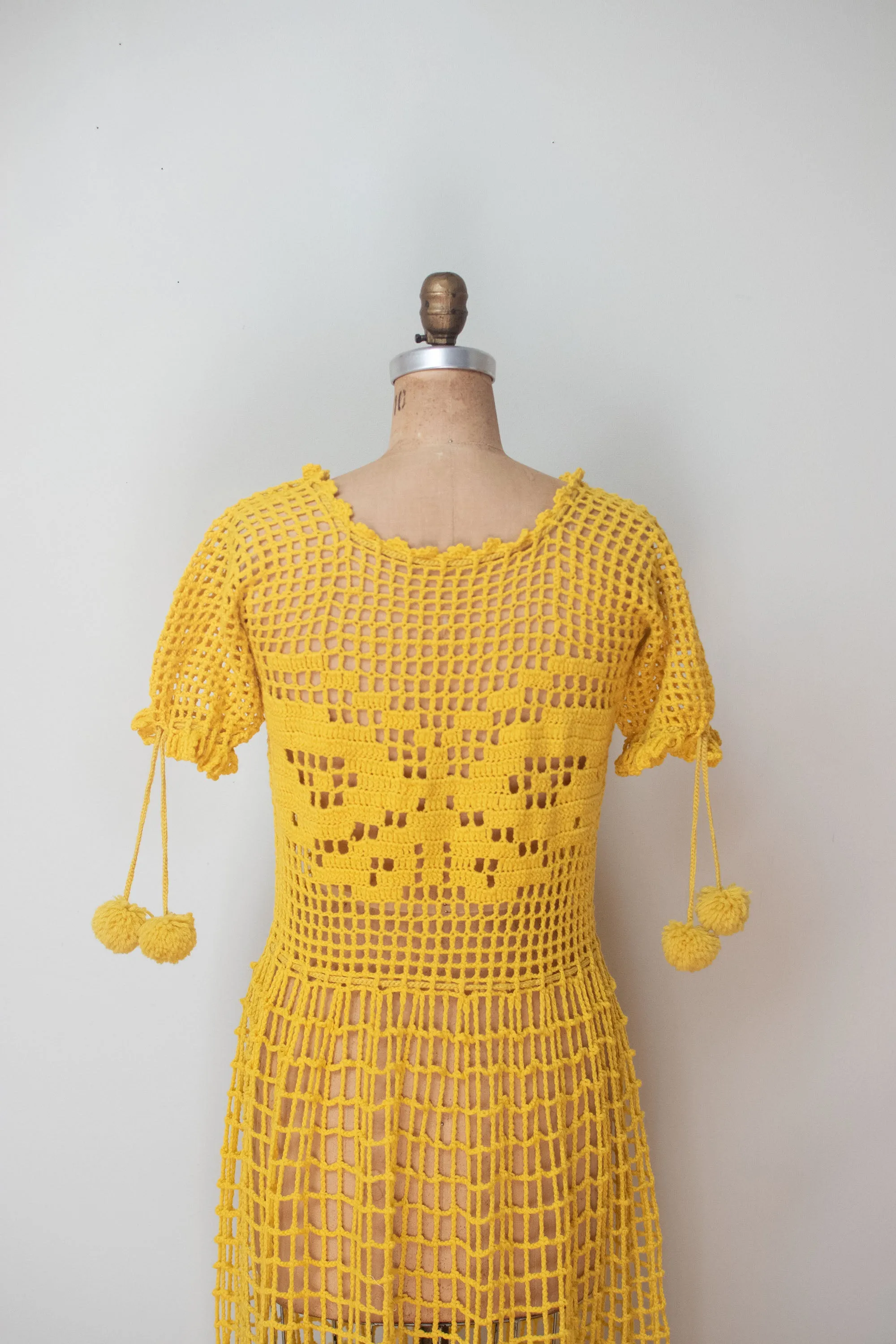 1920s Saffron Crochet Dress