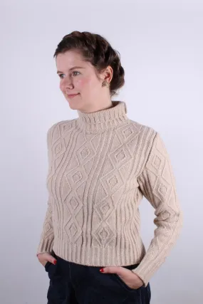 1940s / 1950s vintage style turtleneck pullover  - Cream - Inger