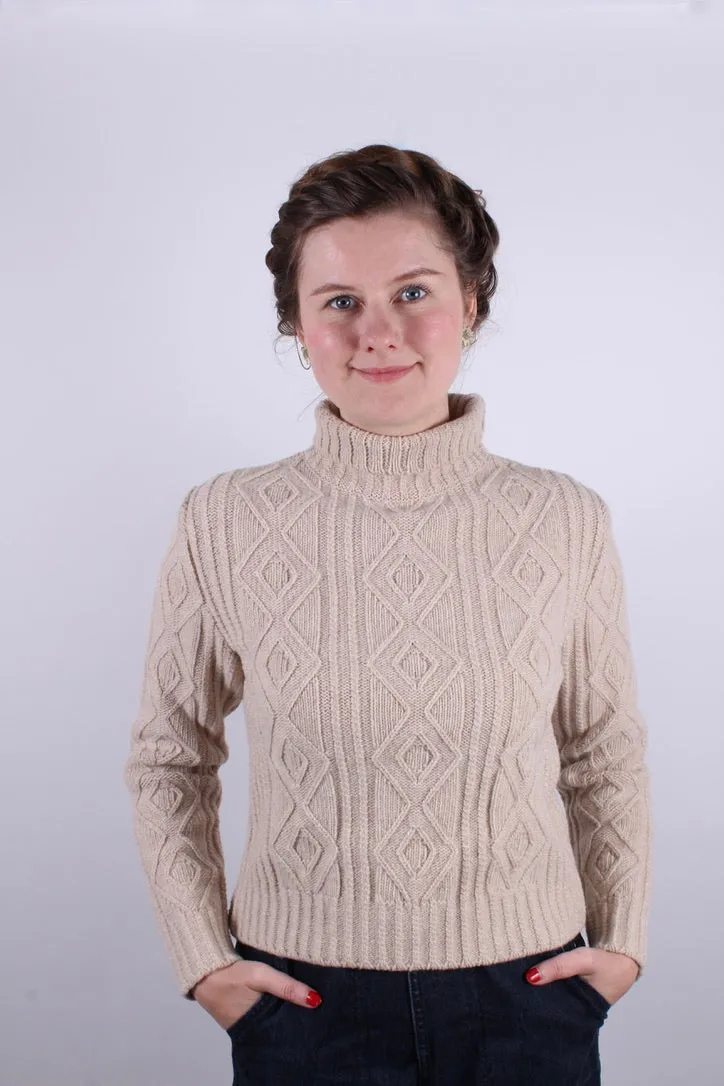 1940s / 1950s vintage style turtleneck pullover  - Cream - Inger
