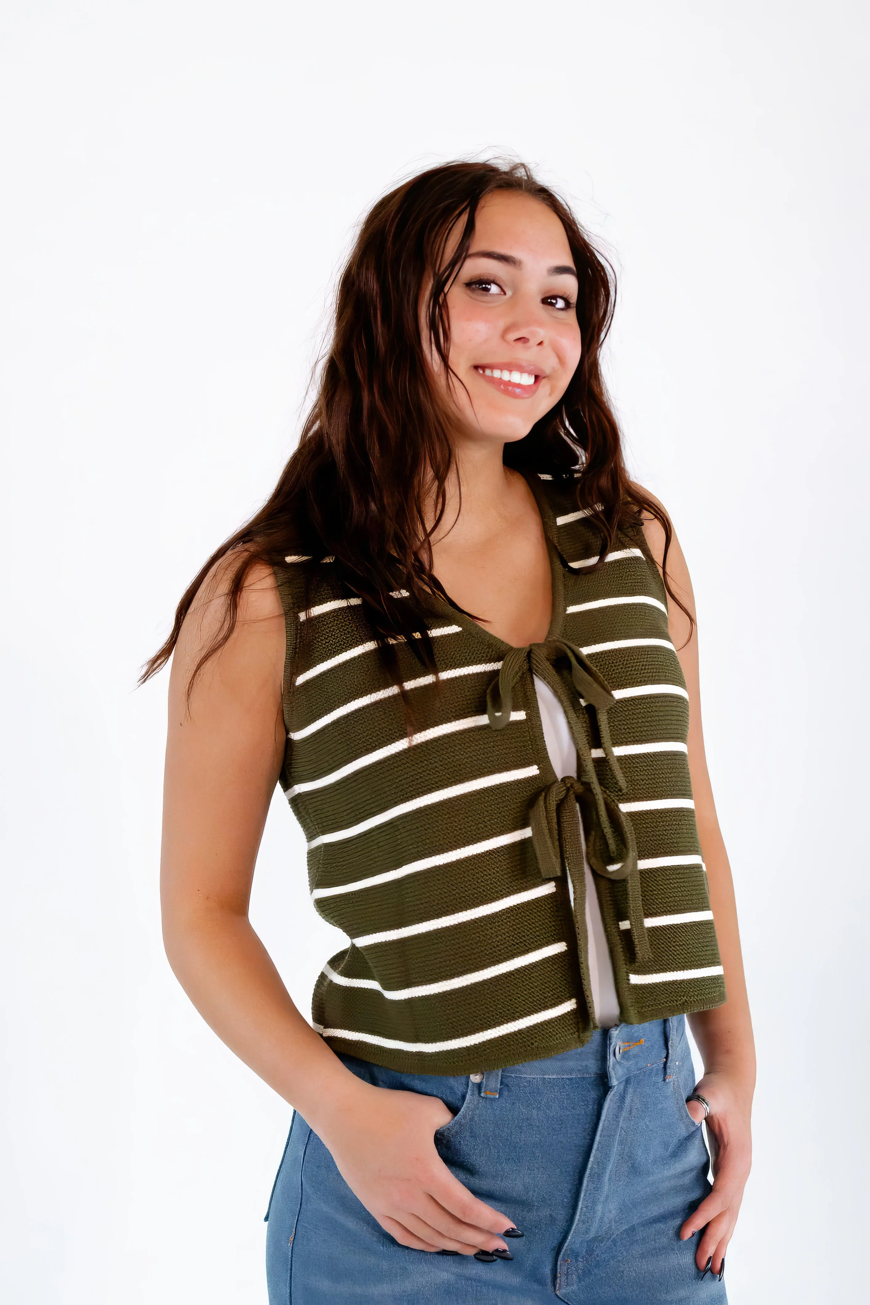 Aester Striped Bow Tied Vest ✧ Restocked