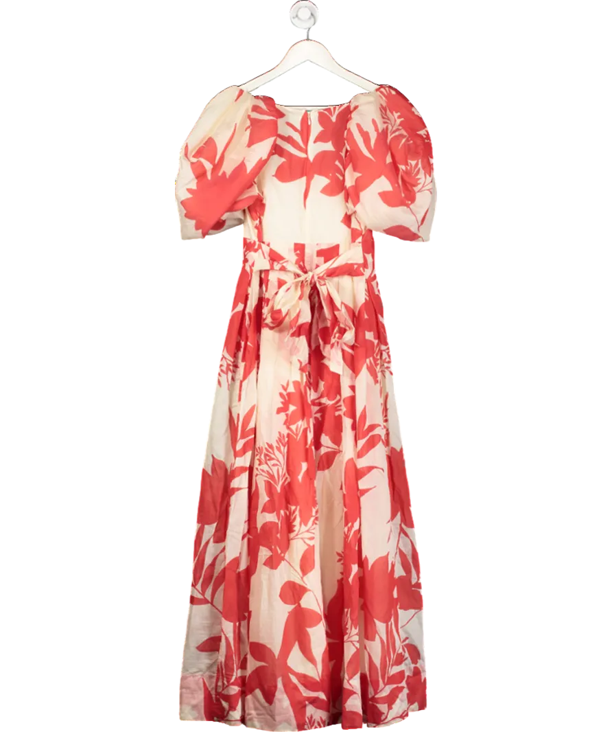 & Other Stories Red Voluminous Pleated Detail Maxi Dress UK 8