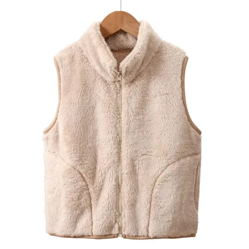 Autumn Winter Children's Vest Thicken Warm Fleece Kids Waistcoat Casual All-match Outerwear Vest Tops Outdoor Clothes 4-20 years