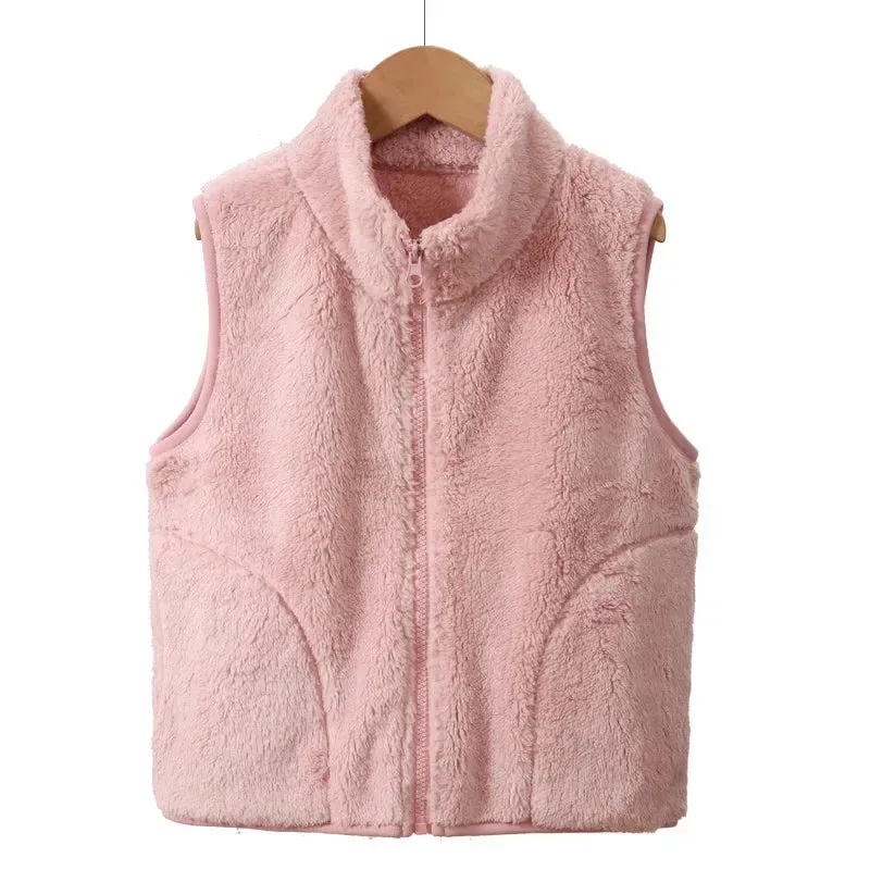 Autumn Winter Children's Vest Thicken Warm Fleece Kids Waistcoat Casual All-match Outerwear Vest Tops Outdoor Clothes 4-20 years