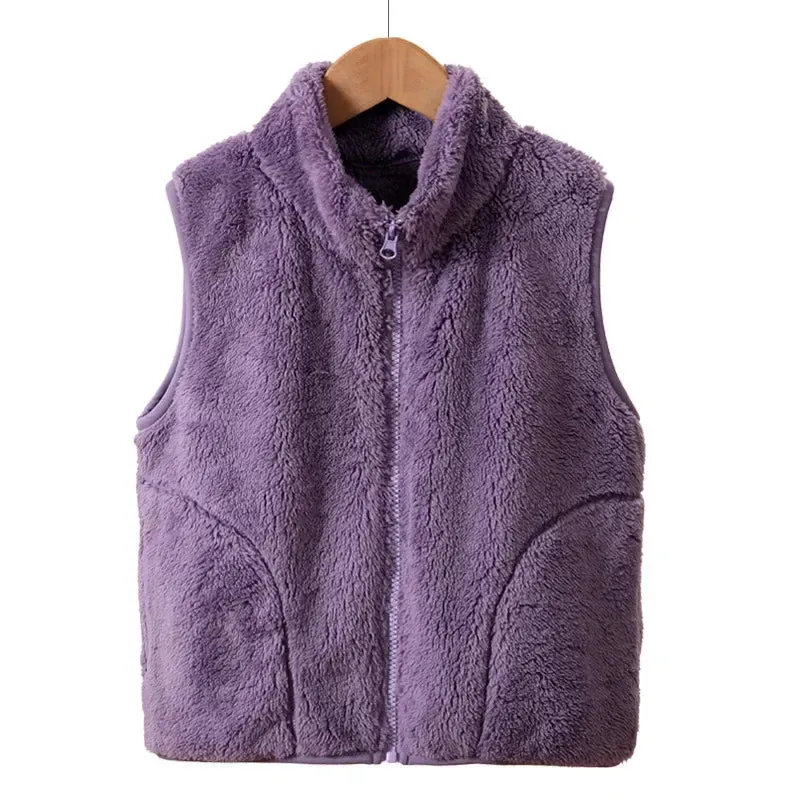 Autumn Winter Children's Vest Thicken Warm Fleece Kids Waistcoat Casual All-match Outerwear Vest Tops Outdoor Clothes 4-20 years