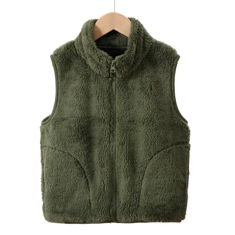 Autumn Winter Children's Vest Thicken Warm Fleece Kids Waistcoat Casual All-match Outerwear Vest Tops Outdoor Clothes 4-20 years