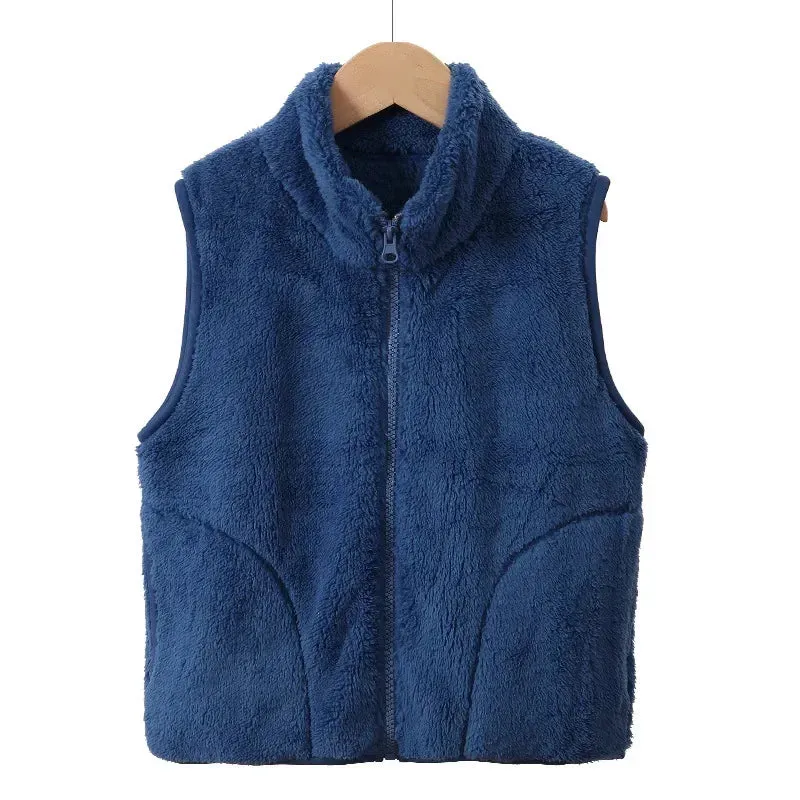 Autumn Winter Children's Vest Thicken Warm Fleece Kids Waistcoat Casual All-match Outerwear Vest Tops Outdoor Clothes 4-20 years