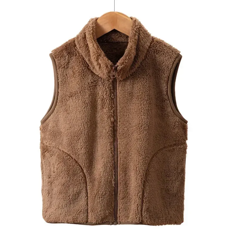 Autumn Winter Children's Vest Thicken Warm Fleece Kids Waistcoat Casual All-match Outerwear Vest Tops Outdoor Clothes 4-20 years