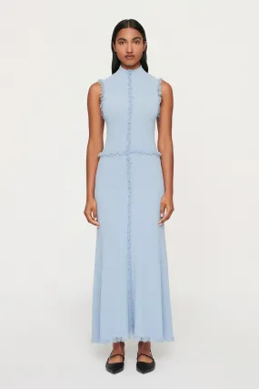 AVALON FRINGE KNIT DRESS - BLUE TINT