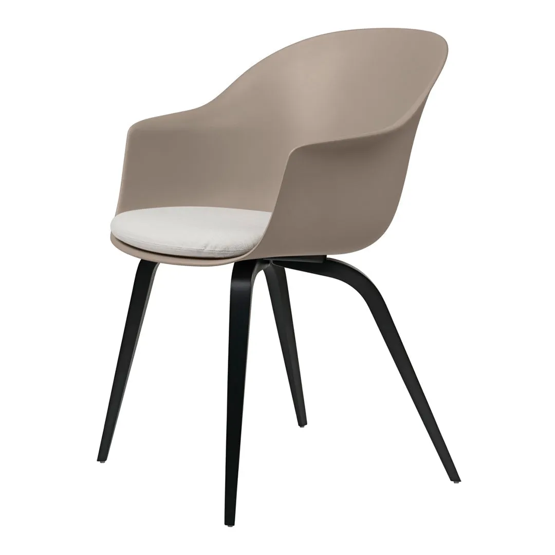Bat Dining Armchair - Black Stained Beech Semi Matt Lacquered Wood Base - w/ Cushion