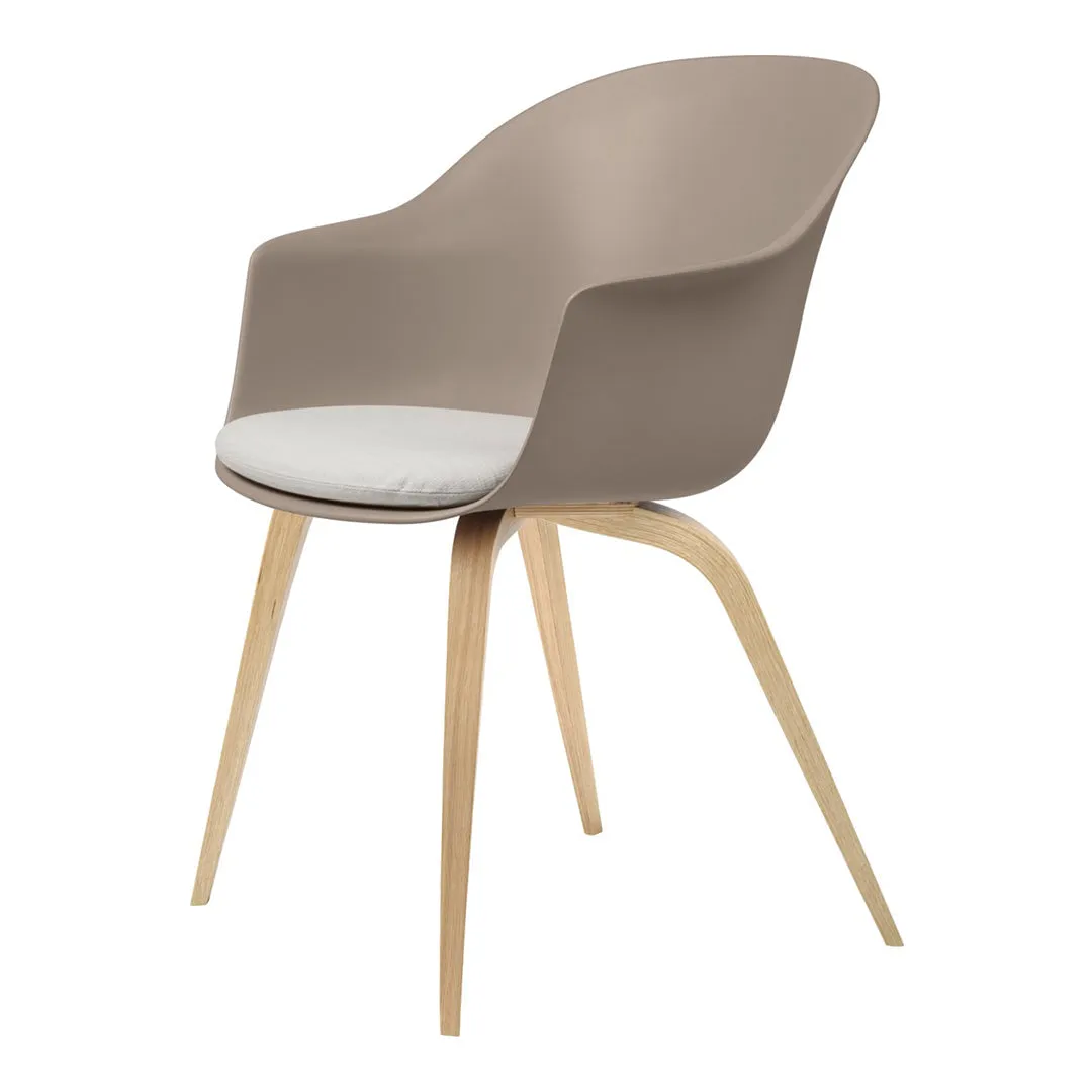 Bat Dining Armchair - Oak Semi Matt Lacquered Wood Base - w/ Cushion