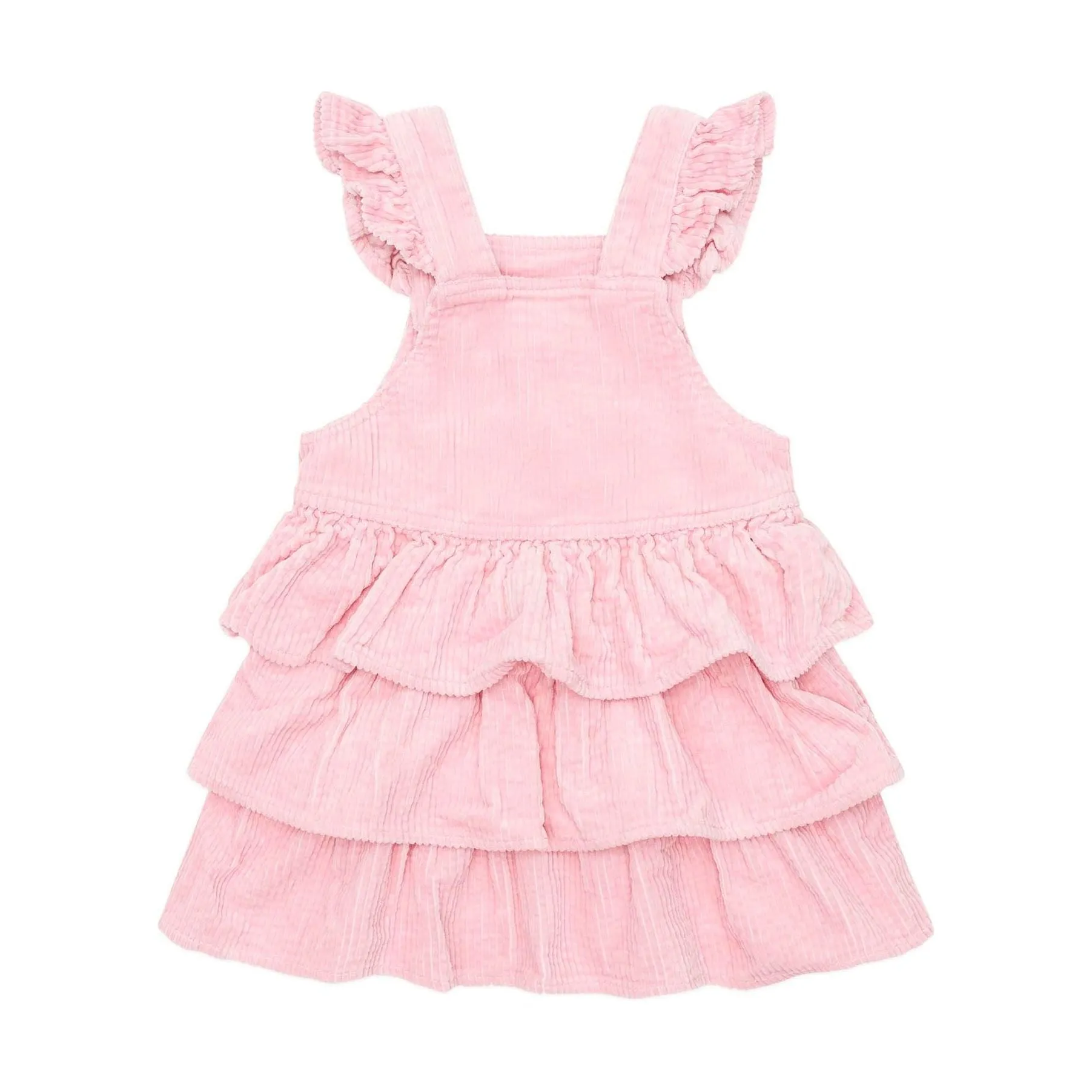 Blush Cord Tiered Overall Dress