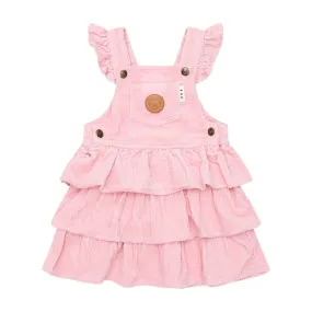 Blush Cord Tiered Overall Dress