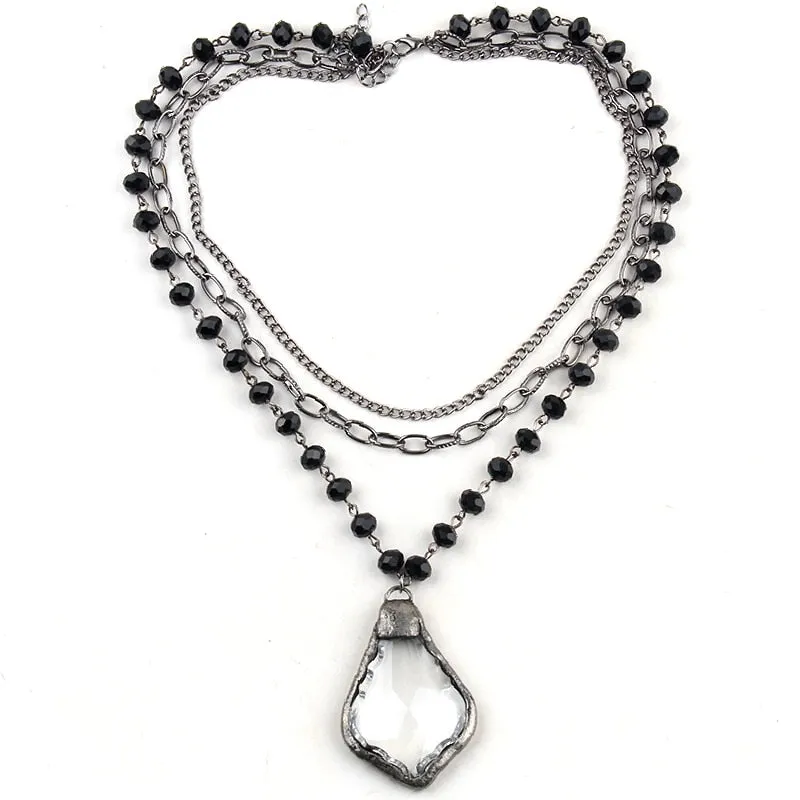 Bohemian 3 Layer Multiple Crystal Necklace