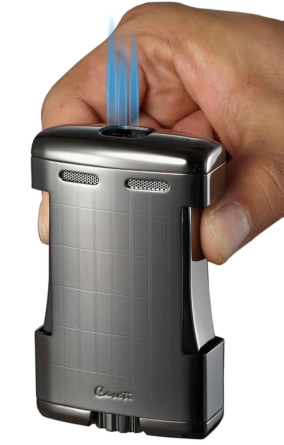 Caseti Sparta Satin Gunmetal Triple Flame Torch Lighter
