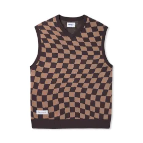 Checker Knit Vest - Chestnut / Oak