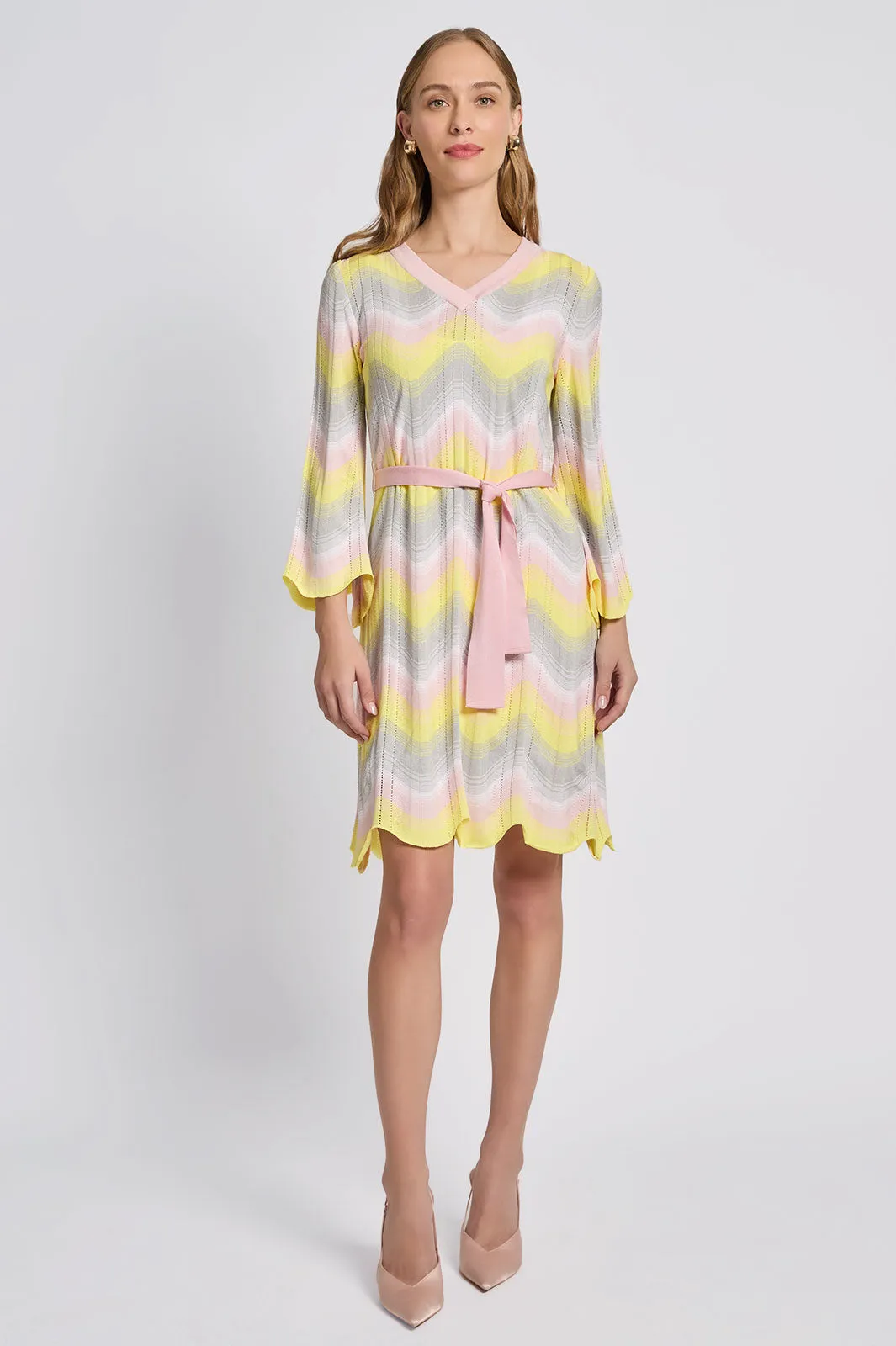 Chevron Pointelle Soft Knit Dress