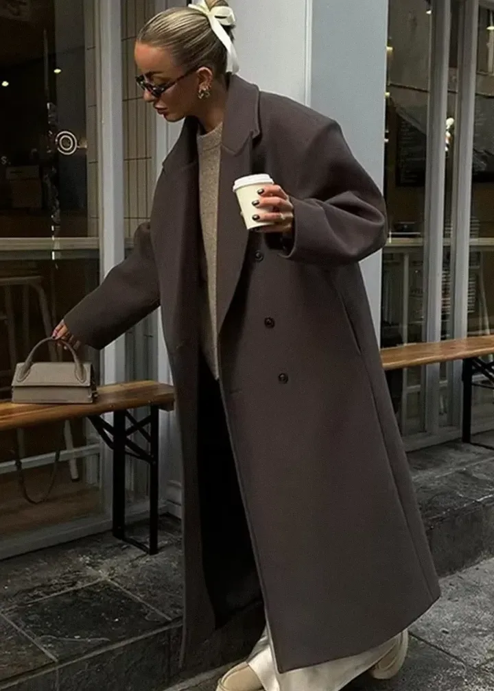 Classic Double-Breasted Long Coat