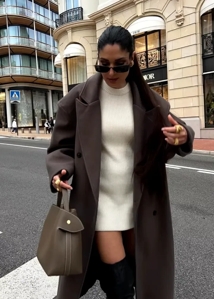 Classic Double-Breasted Long Coat