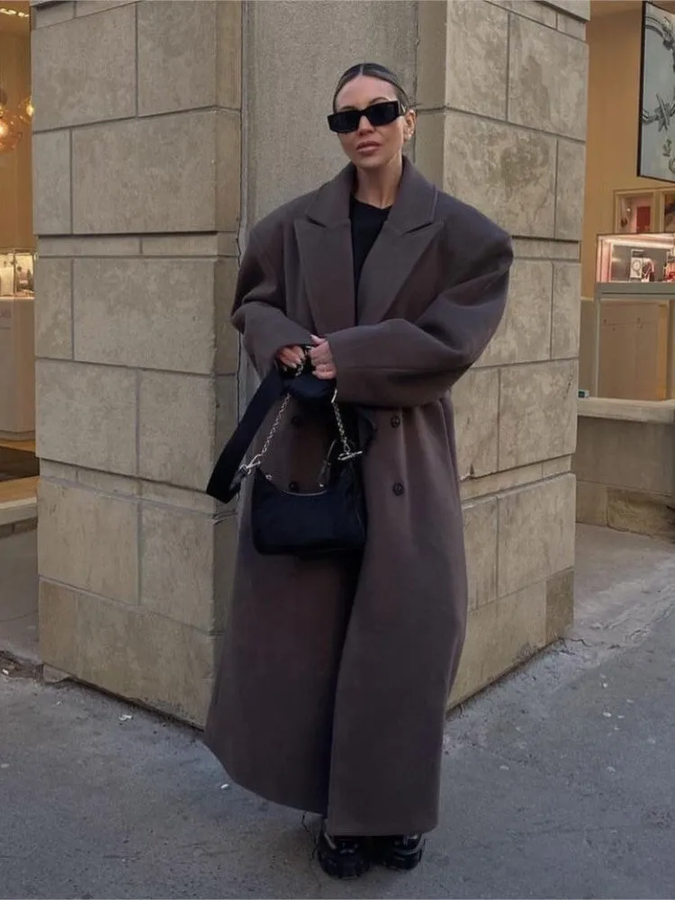 Classic Double-Breasted Long Coat