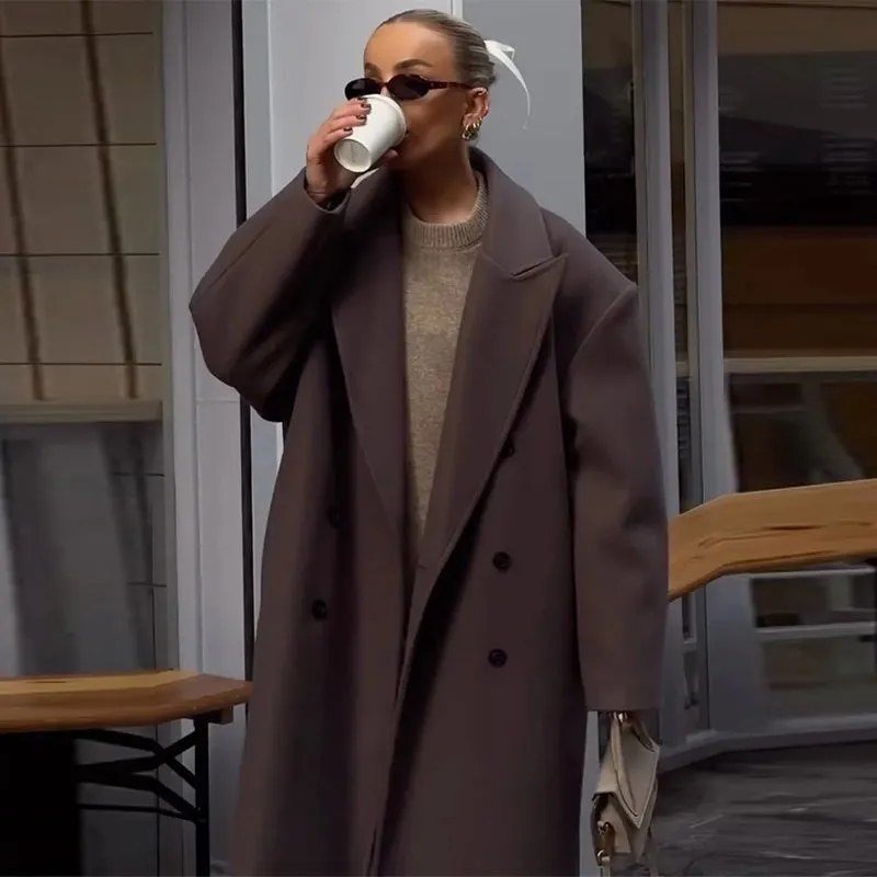 Classic Double-Breasted Long Coat