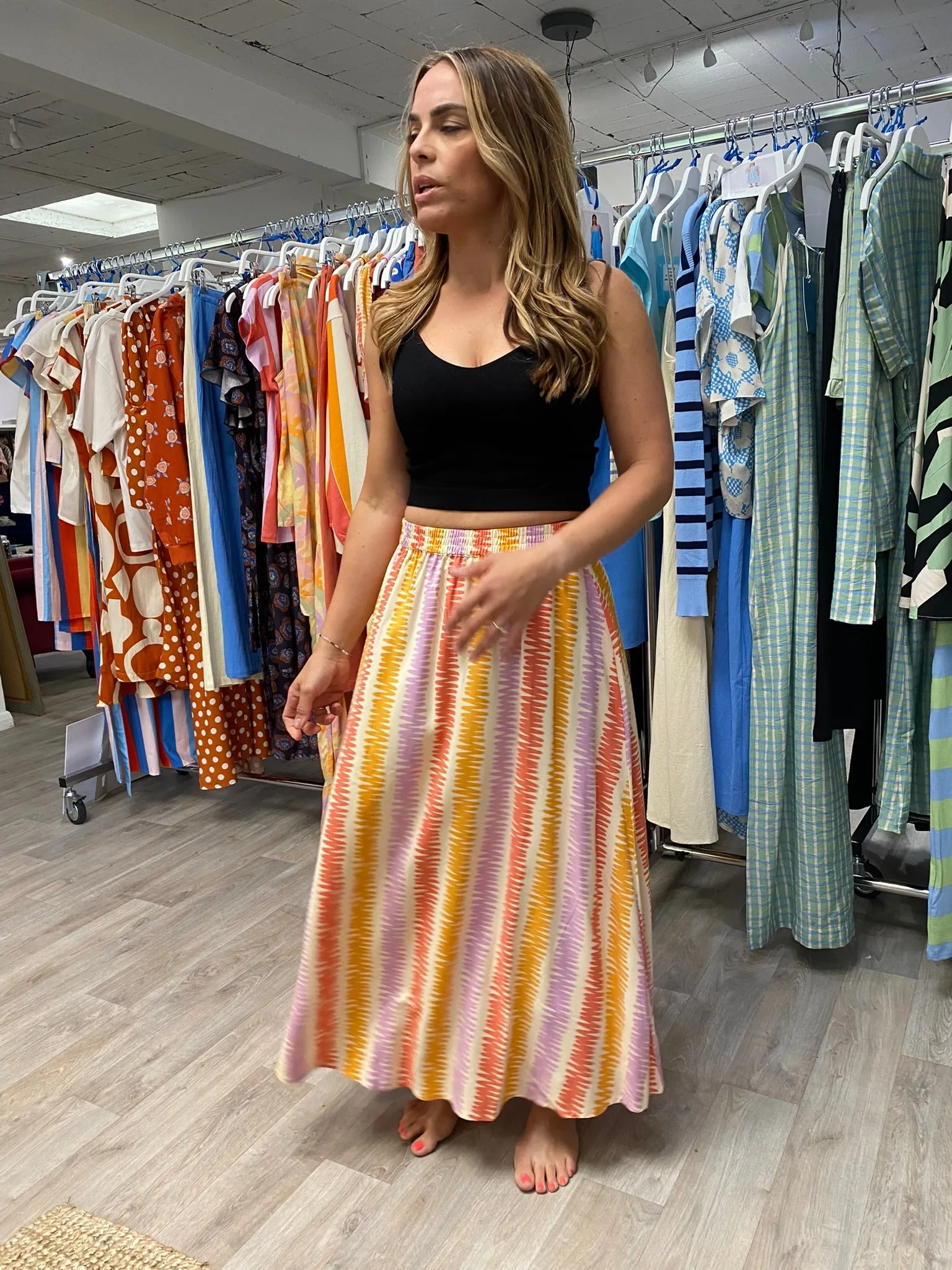 Compania Fantastica Pastel Line striped print midi skirt