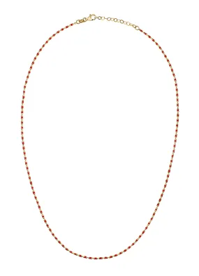 Coral Bit Gold Necklace - Red