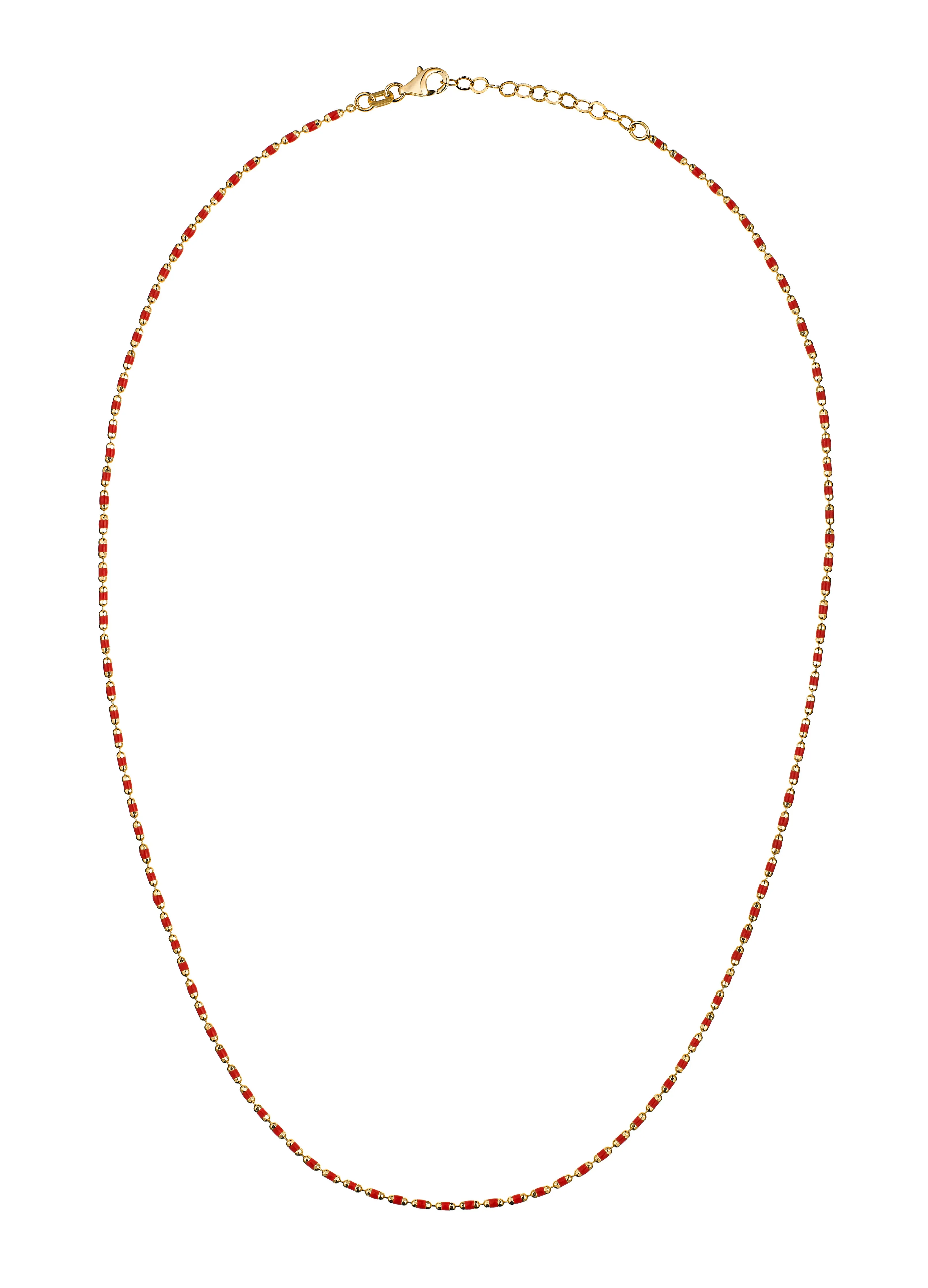 Coral Bit Gold Necklace - Red
