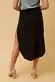 Curved Hem Midi Skirt | Black