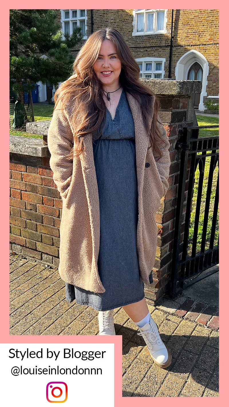CurveWow Teddy Coat Dark Tan