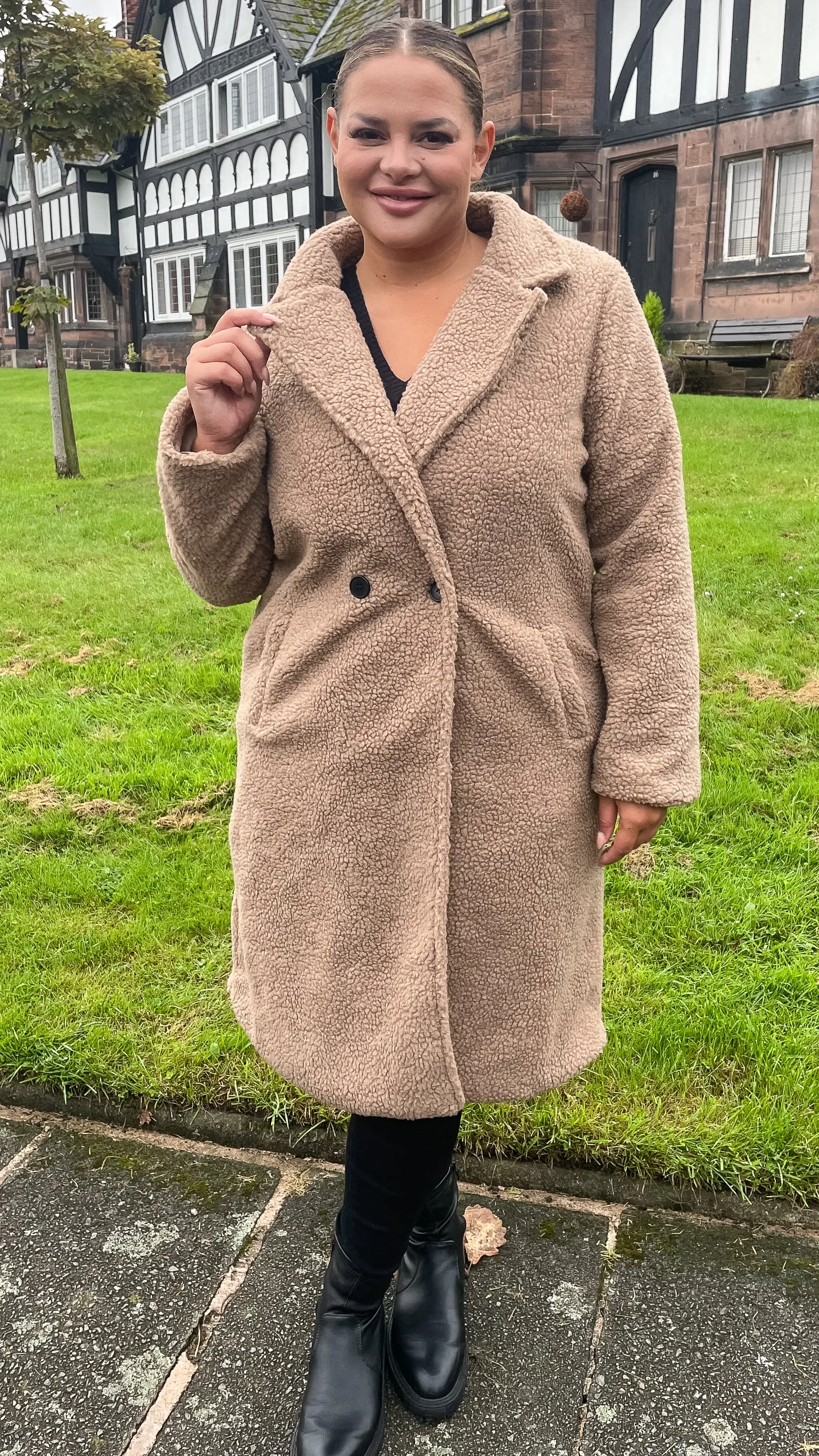 CurveWow Teddy Coat Dark Tan