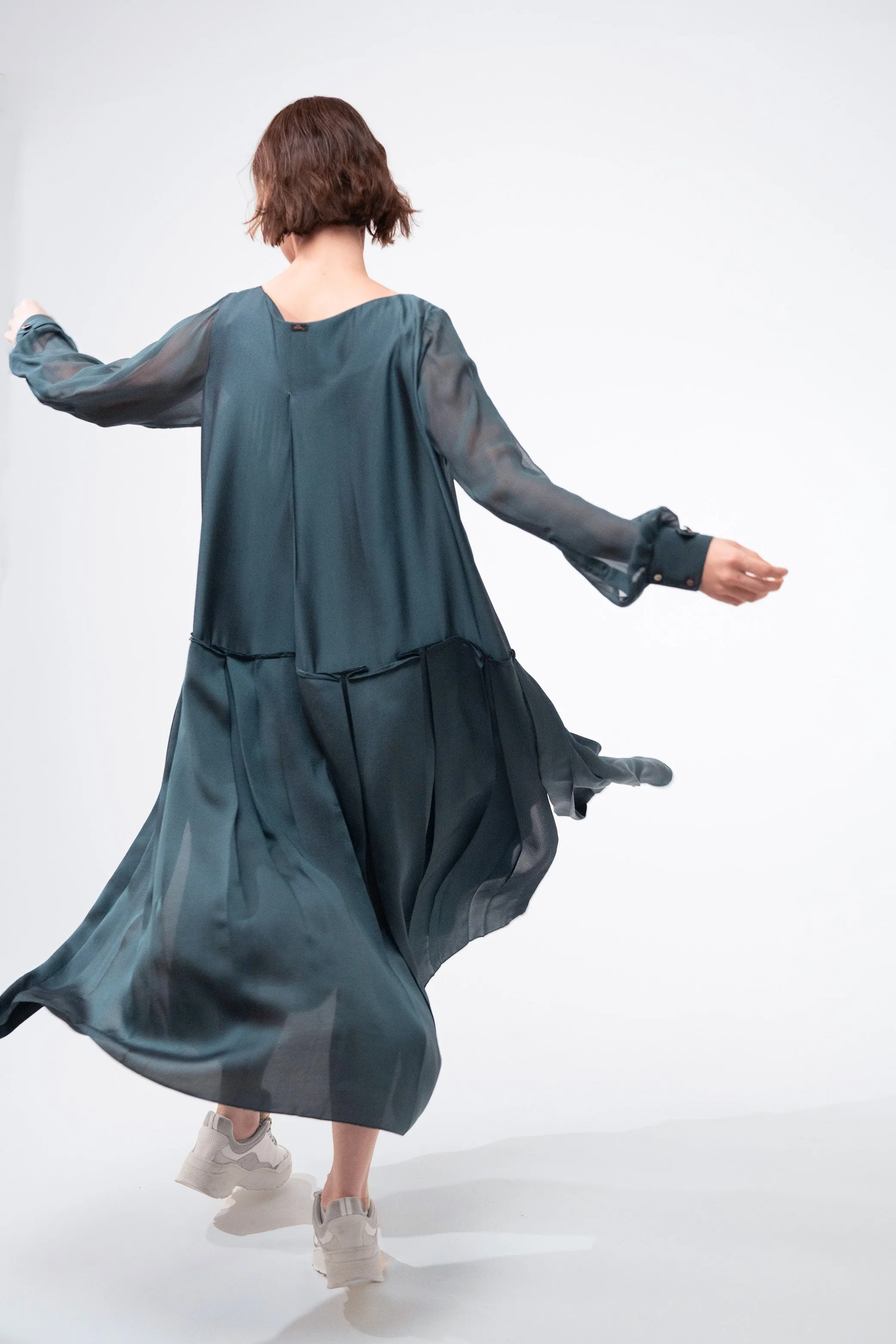 DEMETER antik blue - silk casual long dress