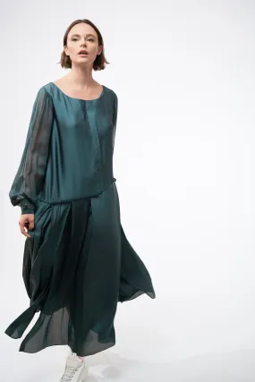 DEMETER antik blue - silk casual long dress