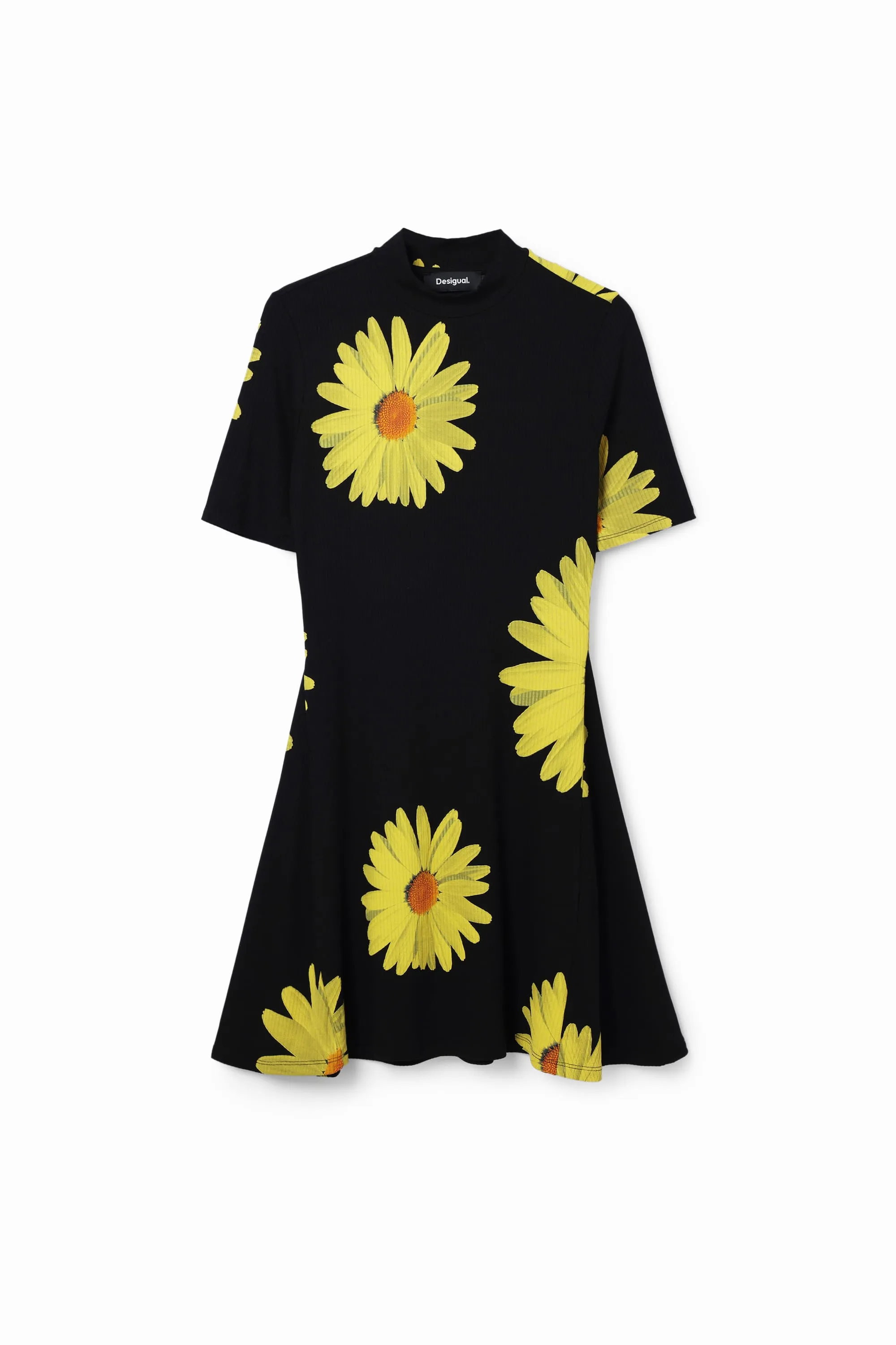 Desigual Margaritas Daisy Print Short Ribbed Daisy Dress 24SWVK70