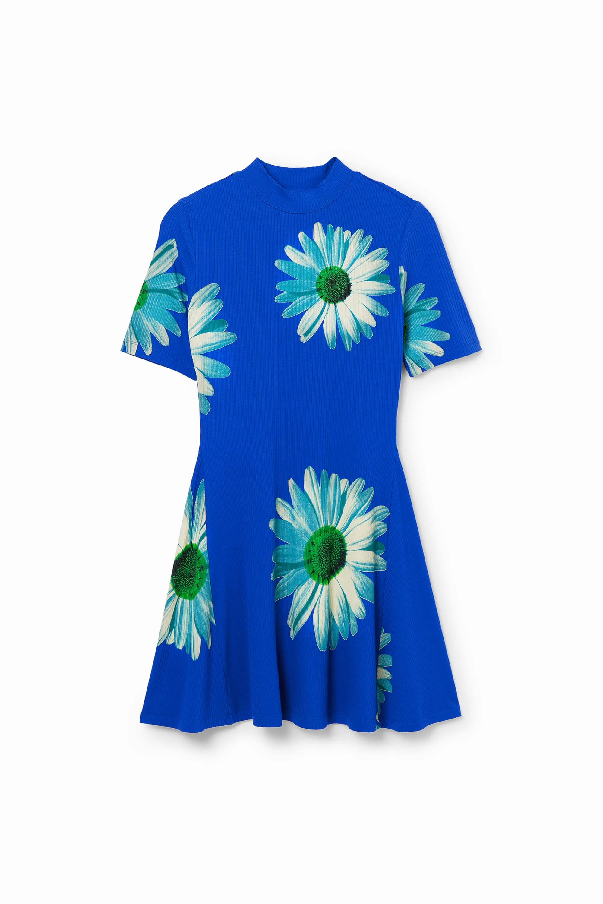 Desigual Margaritas Daisy Print Short Ribbed Daisy Dress 24SWVK70
