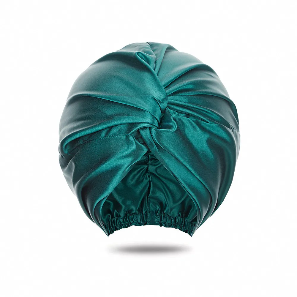 Double Layer Silk Bonnet - Dark Green