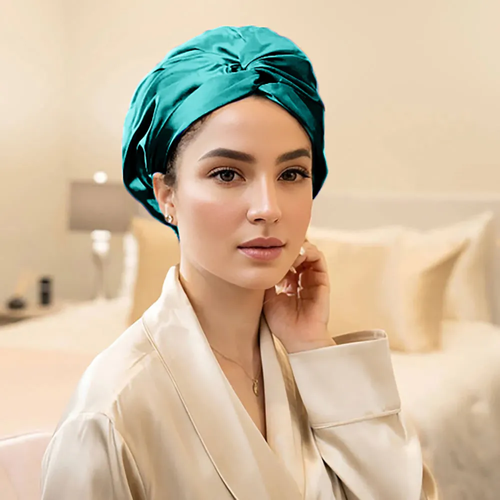 Double Layer Silk Bonnet - Dark Green
