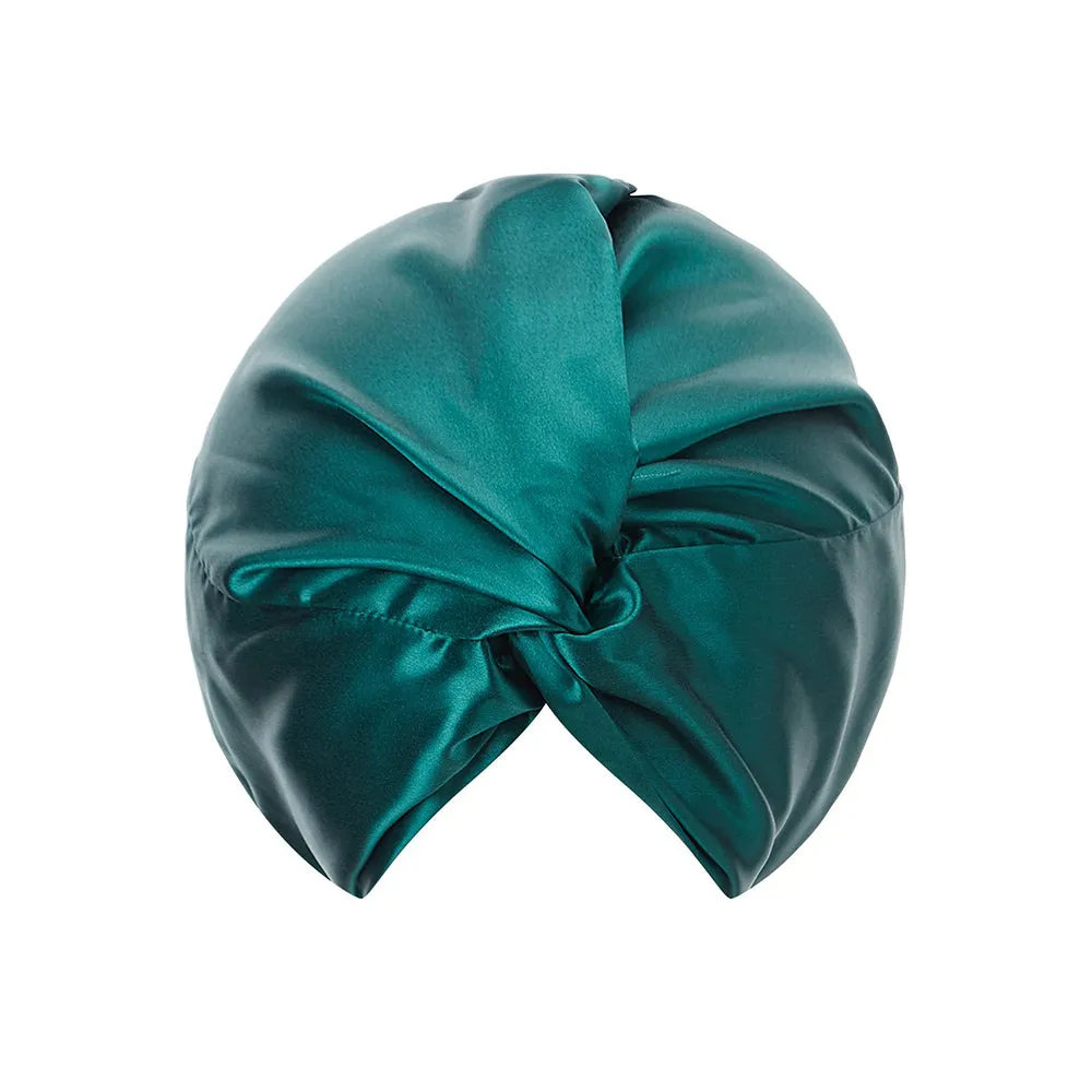 Double Layer Silk Bonnet - Dark Green