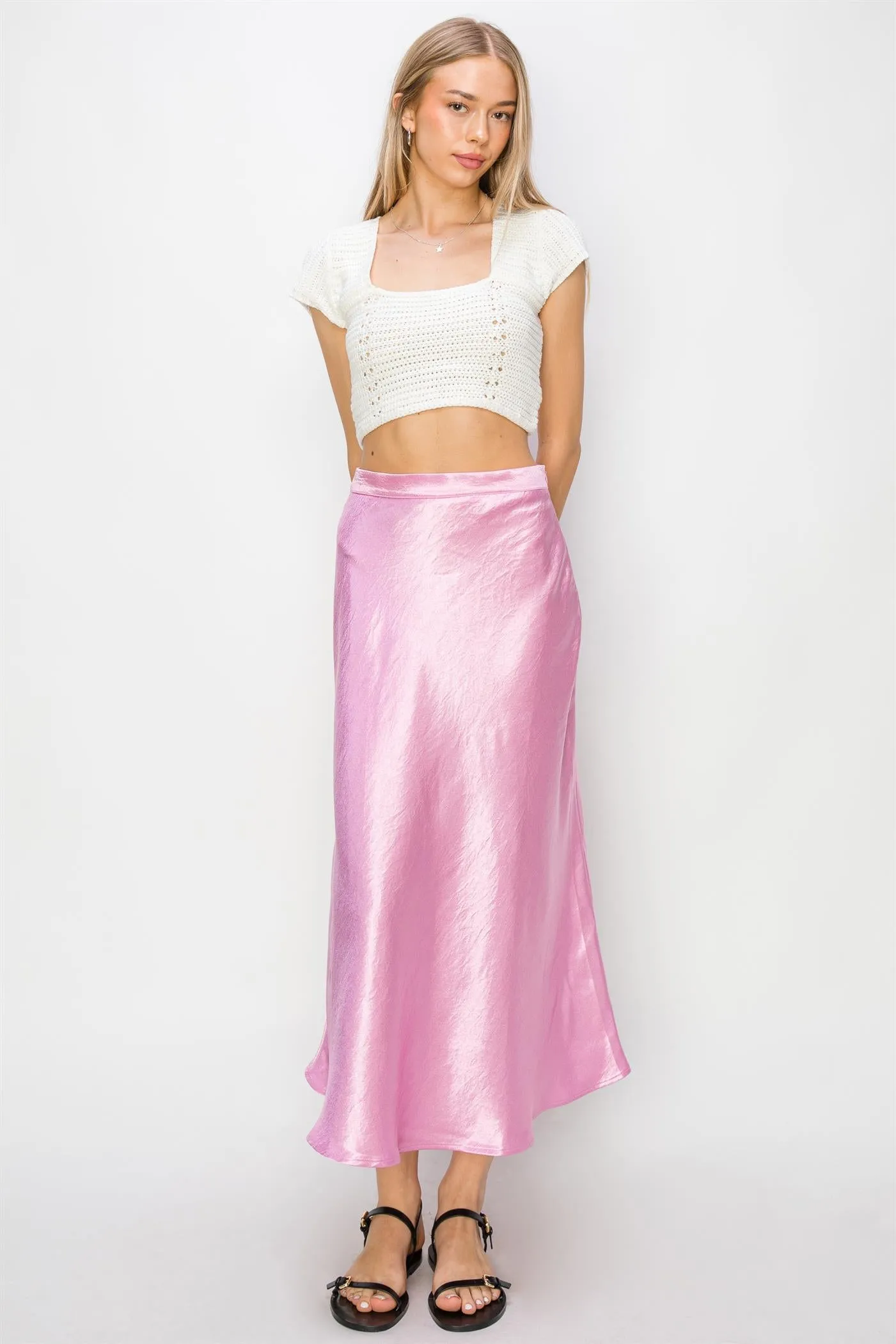 DZ24A853-Satin Midi Skirt