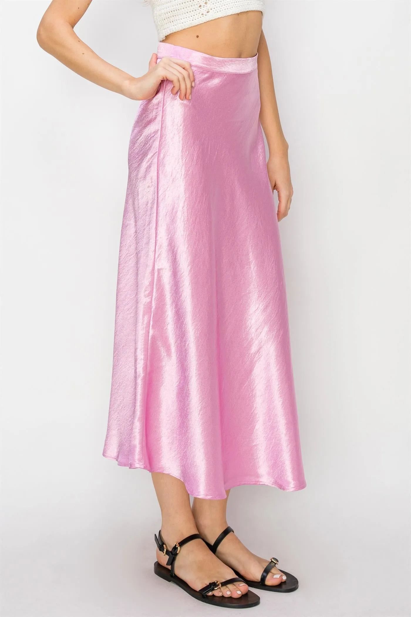 DZ24A853-Satin Midi Skirt