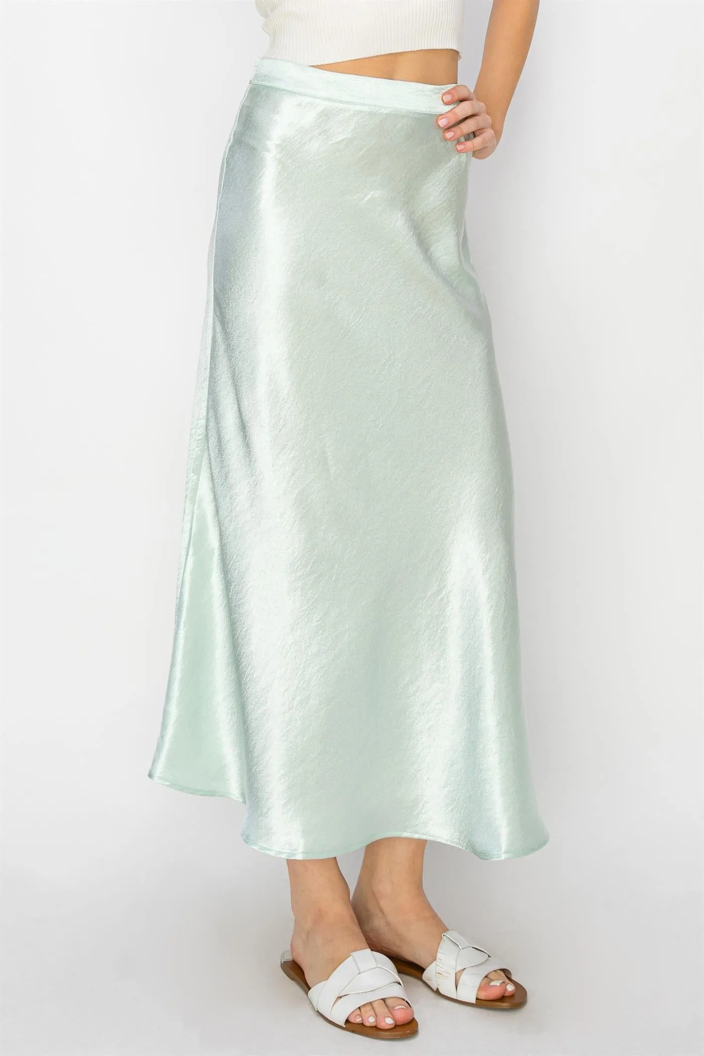 DZ24A853-Satin Midi Skirt