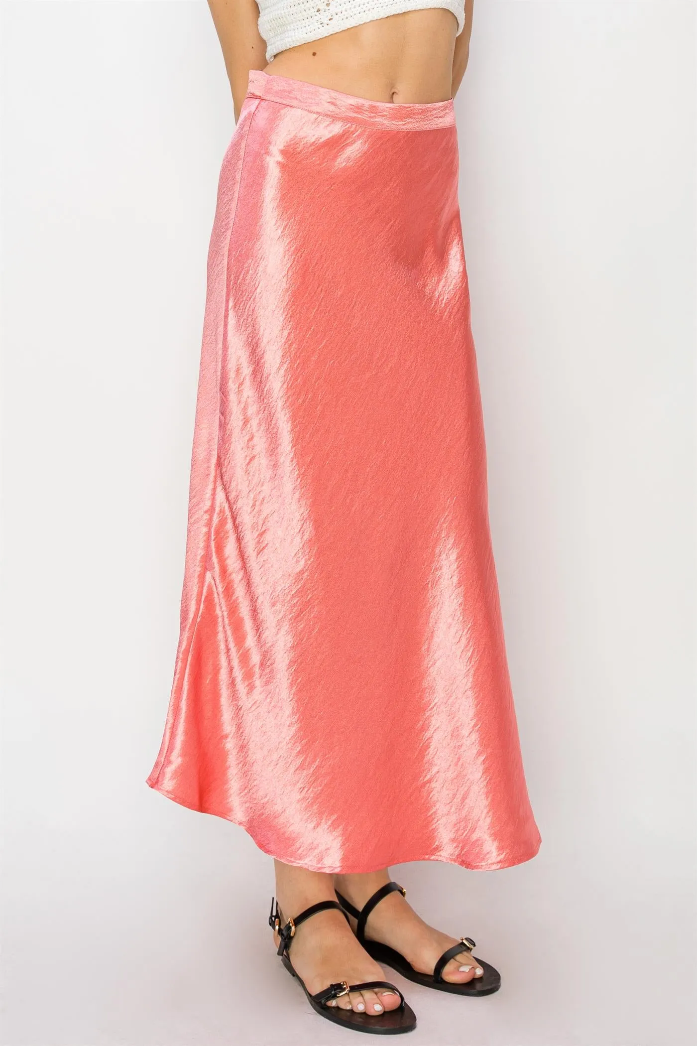 DZ24A853-Satin Midi Skirt