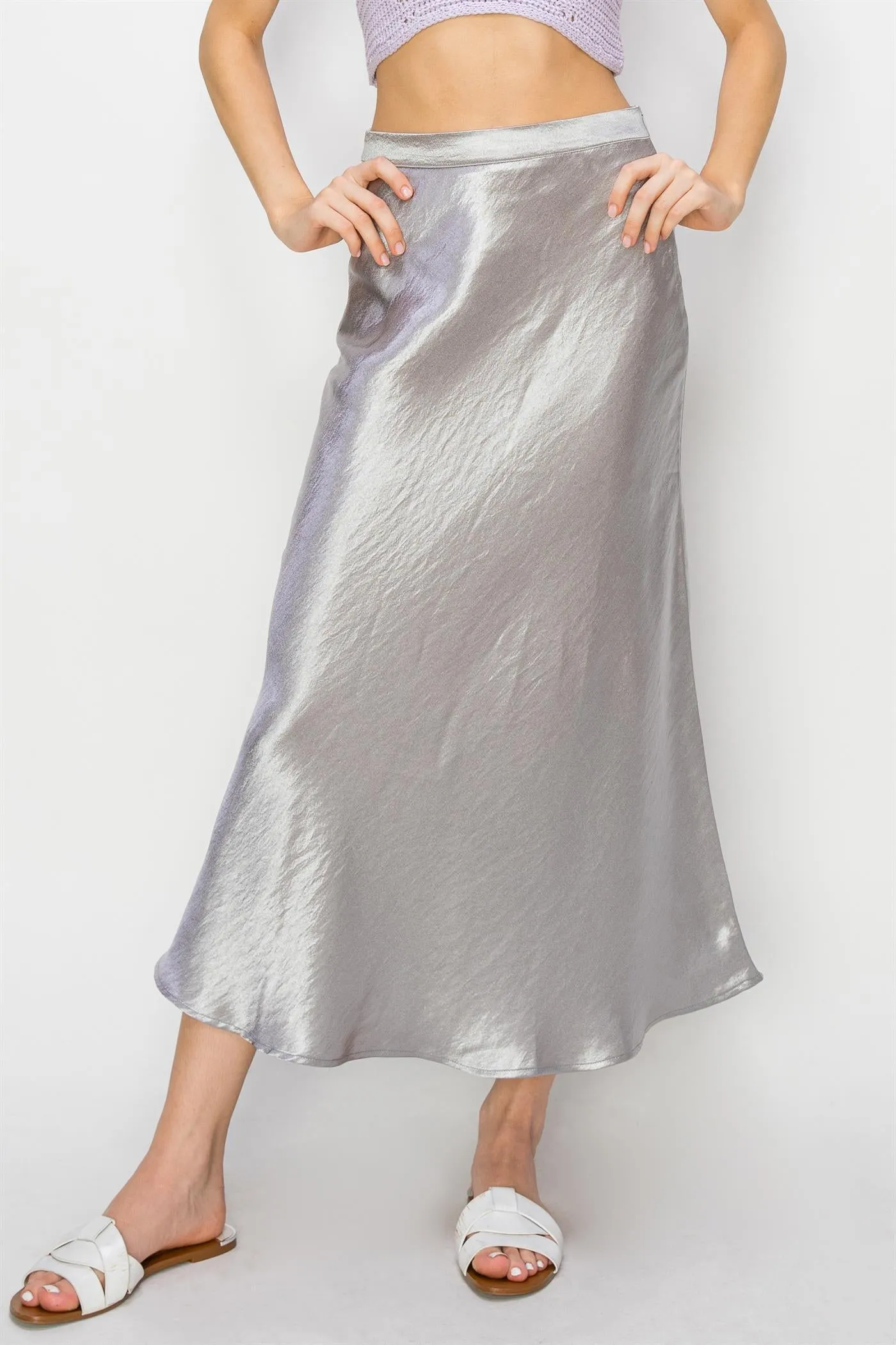DZ24A853-Satin Midi Skirt