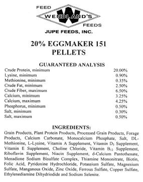 EGGMAKER LAYER PELLETS 20% 50# - WENDLAND'S FEED