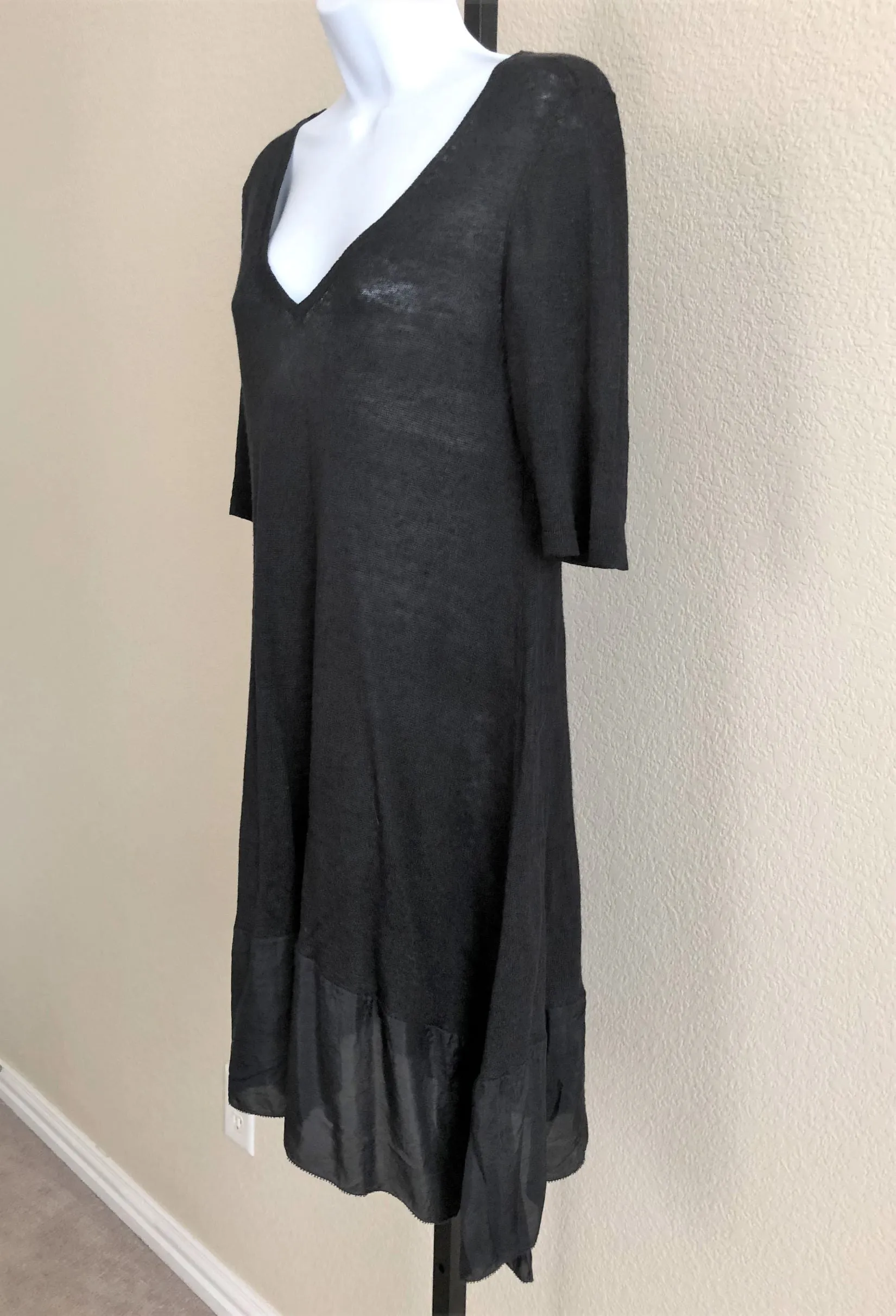 Eileen Fisher SMALL Black Ruffle Dress