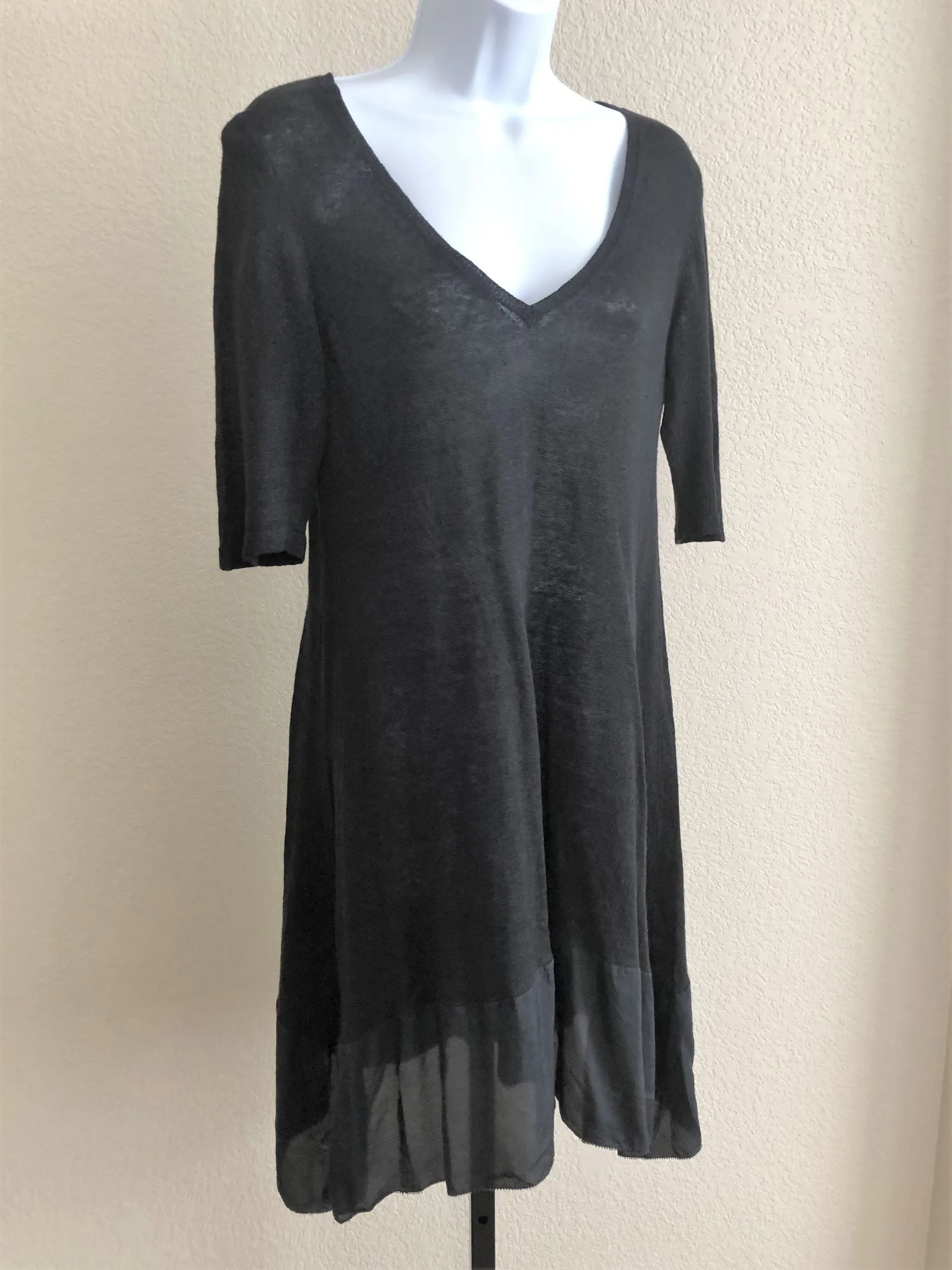 Eileen Fisher SMALL Black Ruffle Dress