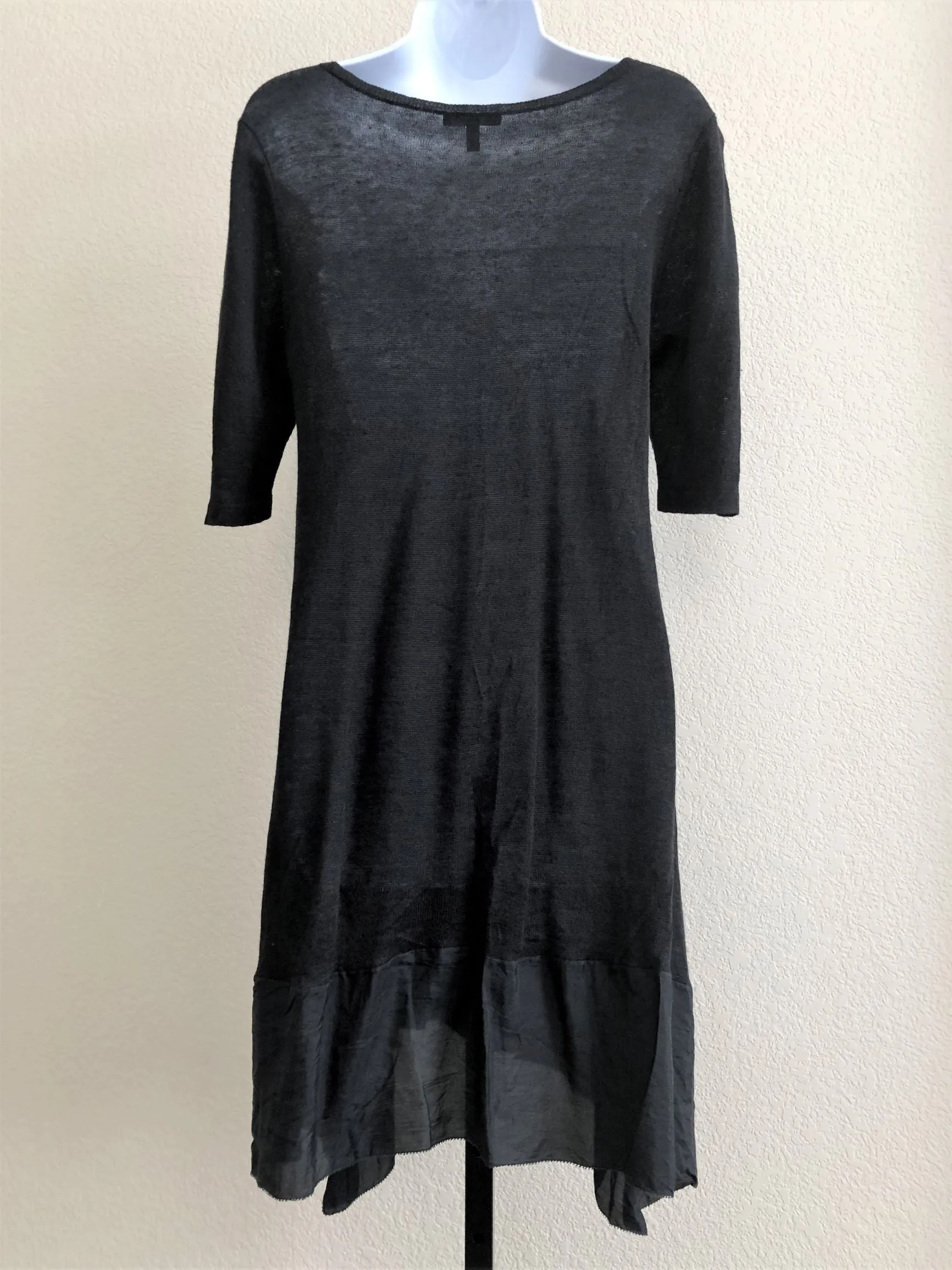 Eileen Fisher SMALL Black Ruffle Dress