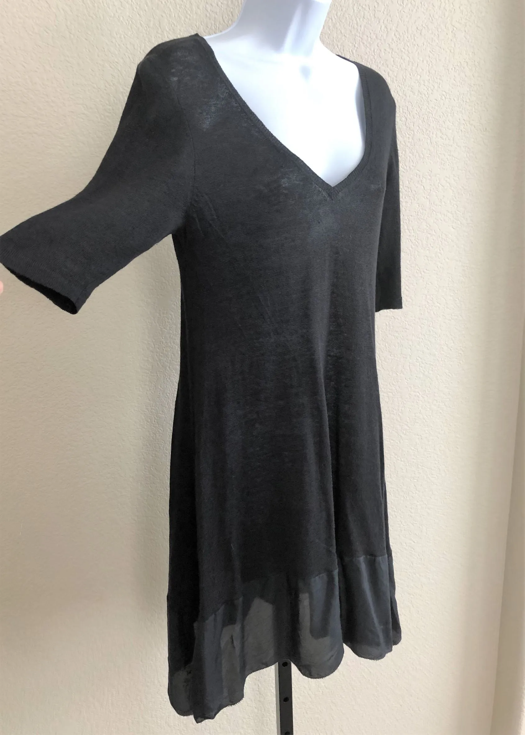 Eileen Fisher SMALL Black Ruffle Dress