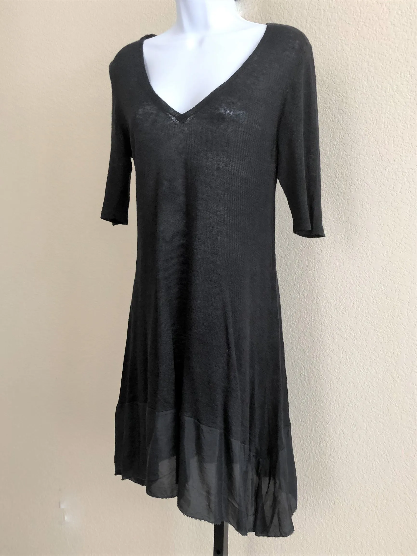 Eileen Fisher SMALL Black Ruffle Dress