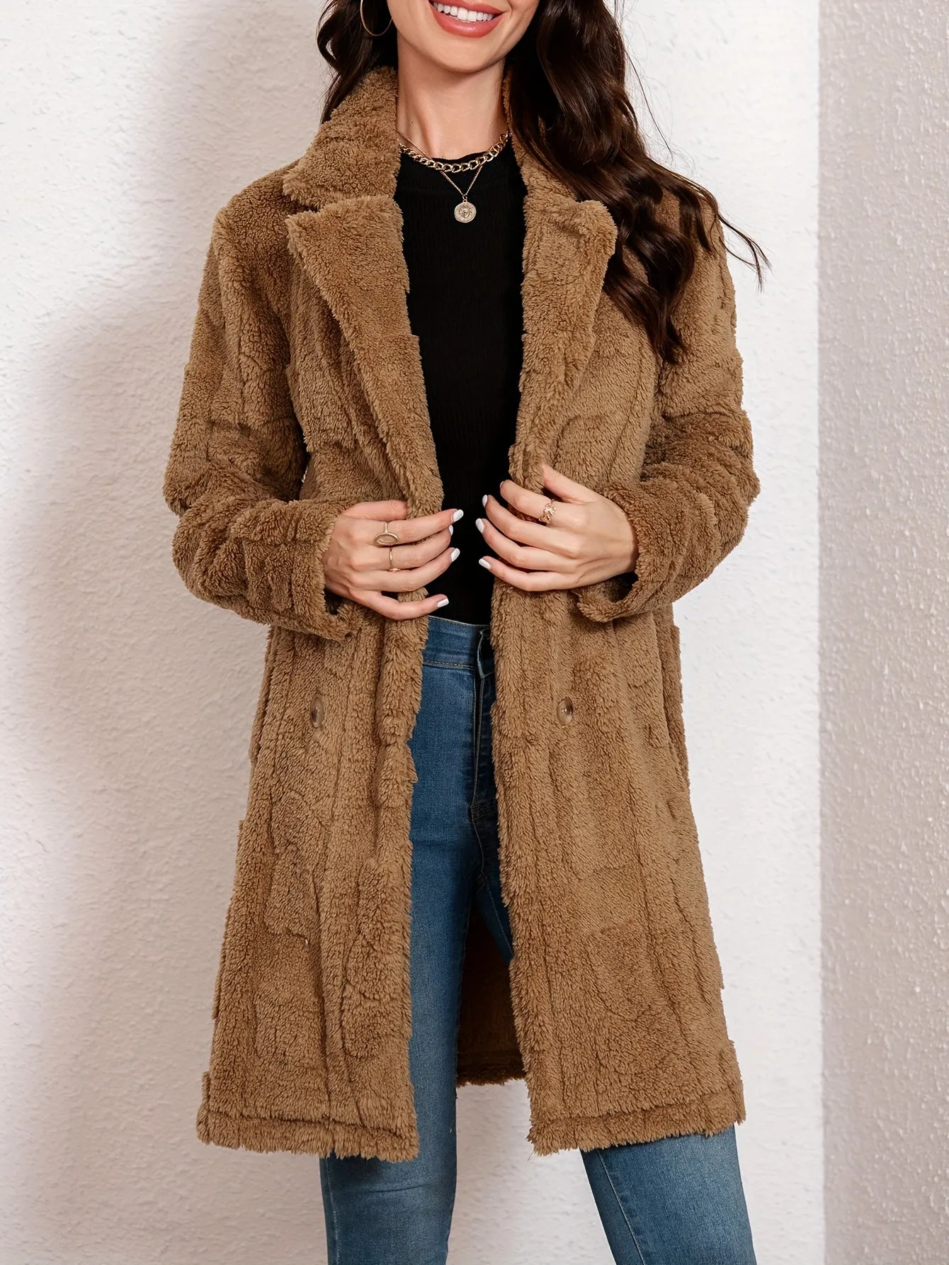Elegant Thermal Solid Long Sleeve Women's Clothing